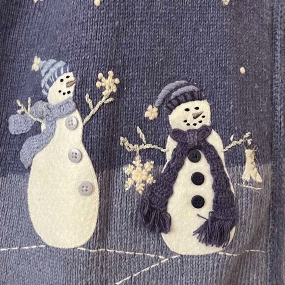 CROFF & BARROW Women's Vintage Purple Christmas Sweater with Buttons size PL - Picture 5 of 10